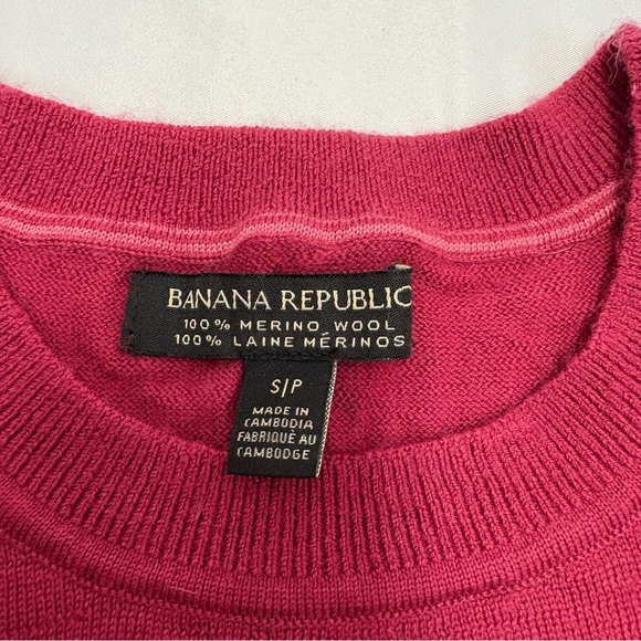 Banana Republic 100% Merino Wool Women’s Small Long Sleeve Crewneck Sweater Pink - Picture 4 of 10